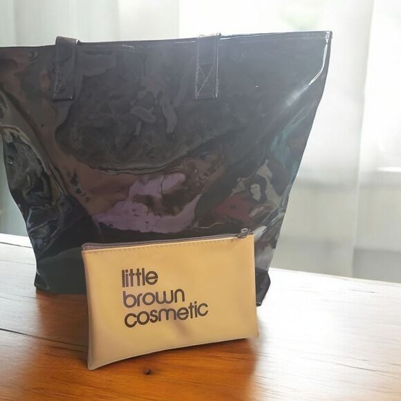 Bloomingdale's VINTAGE Black Tote Bag with Pouch - Picture 2 of 7